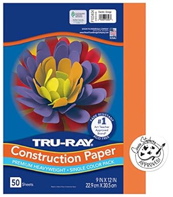 Tru-Ray Heavyweight Construction Paper, Electric Orange, 9