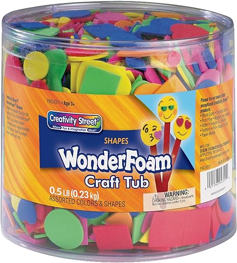 Chenille Kraft Wonderfoam Colors May Vary Shape Decorative Foam Shape, Colors and Size Varies, 0.5 lb Tub, Pack of 3000