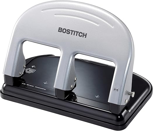 Bostitch Office PaperPro inPRESS 40 Reduced Effort 3-Hole Punch, 40 Sheets, Silver (2240)