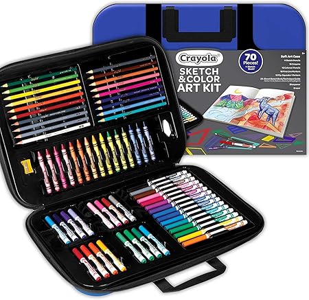 Crayola Sketch & Color (70pcs), Art Kit for Kids, Includes Coloring Kit, Art Case & Sketch Book, Gifts for Kids Ages 8+