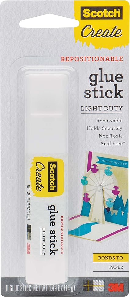 Scotch Repositionable Glue Stick, 0.49 oz, Acid Free and Non-Toxic (6314-CFT)