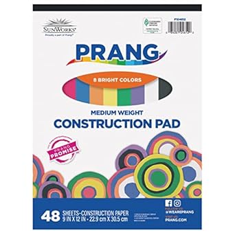 Prang (Formerly SunWorks) Medium Weight Construction Paper Pad, 8 Assorted Colors, 9