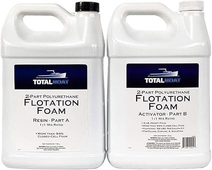 TotalBoat 6 Lb Density Expanding Foam Kit, 2 Part Closed Cell Polyurethane Liquid Foam for Boat Flotation, Casting, Carving, Sculpture, Reinforcement and Void Filling (2 Gallon Kit)