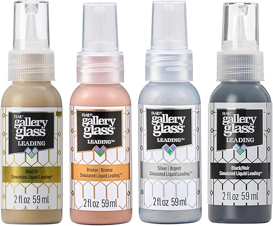 Gallery Glass Liquid Leading Kit, Perfect for DIY Stained Glass Paint Projects, Set of 4, PROMOGGLL24, Assorted