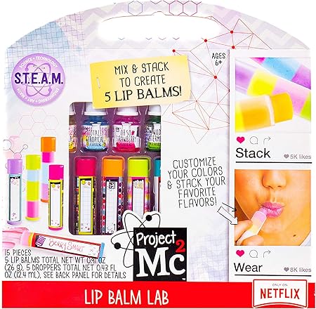 Project MC2 Create Your Own Lip Balm Lab, At-Home STEM Kits For Kids Age 6 And Up, Makeup Kits, DIY Lip Balm, Activities for Birthday Parties, Sleepovers, 1 Count (Pack of 1)