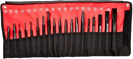 Mayhew Tools 61019 Punch and Chisel Set, Black Oxide Finish, 19-Piece