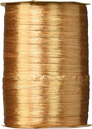 Berwick Offray 1/4'' Wide Pearlized Raffia Ribbon, Gold, 100 Yards, 7MM