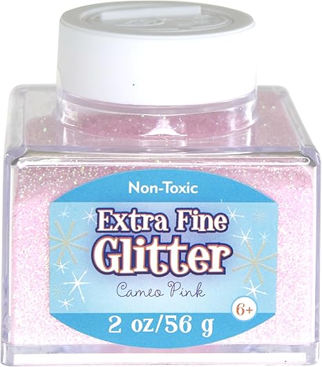 Sulyn Extra Fine Cameo Pink Glitter Stacker Jar, 2 Ounces, Non-Toxic, Stackable and Reusable Jar, Multiple Slot Openings for Easy Dispensing and Mess Reduction, Light Pink Glitter, SUL51825