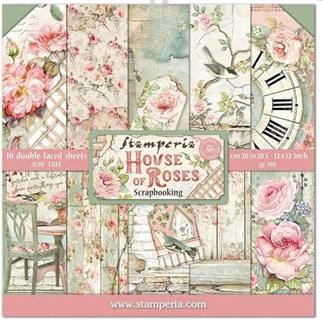 STAMPERIA INTERNATIONAL, KFT PAPER PAD 12X12 10PK HOUSE ROSE, 30.5 x 30.5 (12