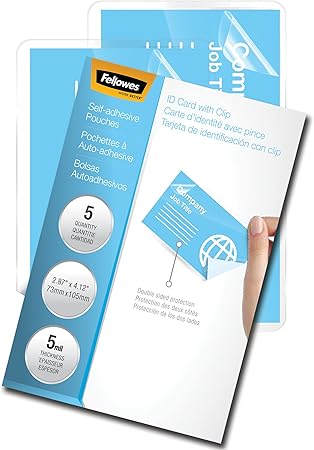 Fellowes Self-Adhesive Pouches, Business Card Size, 5 Mil, 5 Pack (5220101)