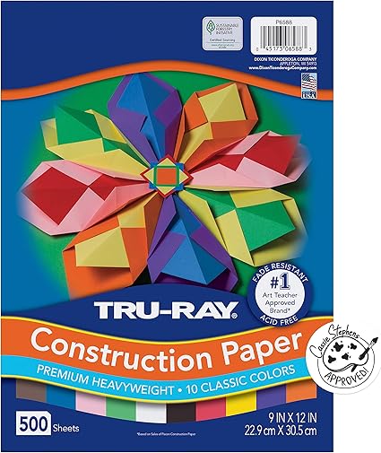 Tru-Ray (P6588-4) Heavyweight Construction Paper Bulk Assortment, 10 Assorted Colors, 9