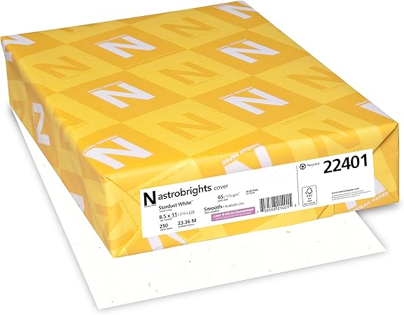 Astrobrights Colored Cardstock, 8.5” x 11”, 65 lb/176 gsm, Stardust White (Multi-Color Flecked), 250 Sheets (22401)