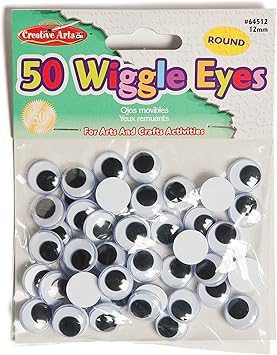 Creative Arts by Charles Leonard Wiggle Eyes, Round, 12mm, Black, 50/Bag (64512)