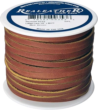 Silver Creek Leather Co Realeather Latigo Leather Lace for Crafts and Jewelry Making, 0.125