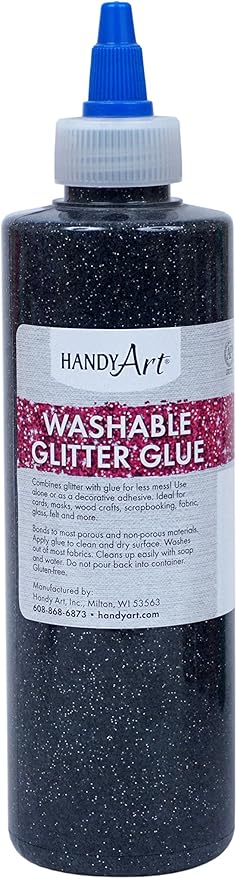 Handy Art Washable Glitter Glue 8 ounce, Black