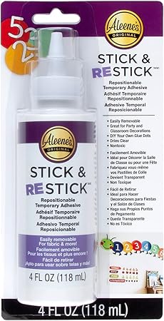 Aleene's Stick & Restick Craft Glue, White 7.25 x 3.63 x 1.63