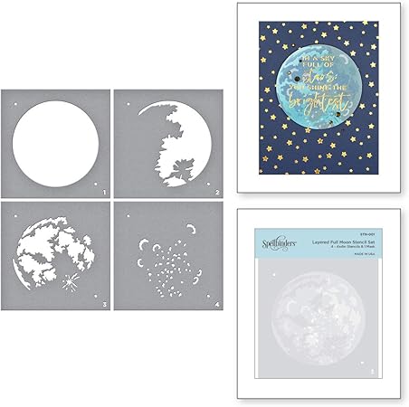 SPELLBINDERS PAPERCRAFTS, INC Spellbinders Stencil-Layered Full Moon, White