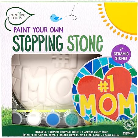 Creative Roots Paint Your Own #1 MOM Stepping Stone, Craft Kits for Kids, Ceramics to Paint, Ages 6+