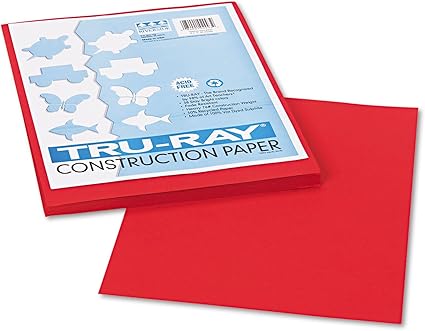 Pacon 102993 Tru-Ray Construction Paper, 76 lbs., 9 x 12, Holiday Red, 50 Sheets/Pack