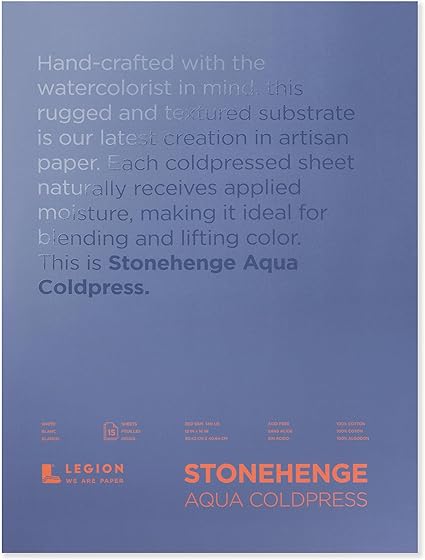 Stonehenge Aqua White Medium Weight Block, 140lb, Coldpress, 15 Sheets for Wet and Dry Media (12X16)