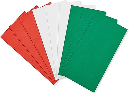 American Greetings 125 Sheets 20 in. x 20 in. Bulk Tissue Paper (Red, Green, White) for Christmas, Birthdays, Holidays and All Occasion