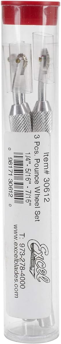 Excel Blades Pounce Wheel - Stainless Steel Fabric Tracing, Perforating, Cutting, Sewing, Quilting, and Embossing Tool, Set of 3 Assorted Sizes