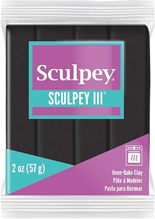 Sculpey III Polymer Oven-Bake Clay, Black, Non Toxic, 2 oz. bar