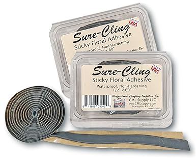 Sure-Cling Floral Adhesive Putty, Waterproof, Non-Hardening 5-ft roll (2 Pack) Made in USA