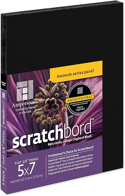 Ampersand Art Supply Scratch Art Panel: Museum Series Scratchbord, 1/8 Inch Flat Profile, 5