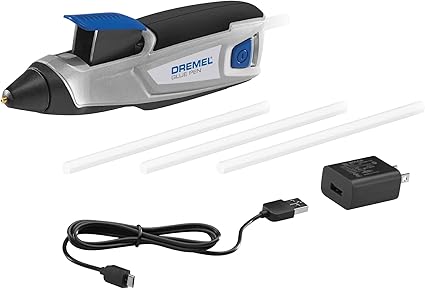 Dremel HSGP-01 4V Cordless USB Rechargeable Hot Glue Pen Glue Gun, Fast Preheating and Precision Drizzle Tip - Includes 4 Glue Sticks, USB Cable and Power Adapter