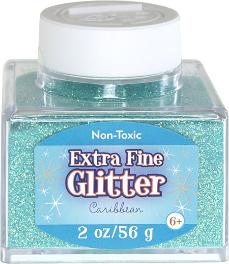 Sulyn Extra Fine Caribbean Glitter Stacker Jar, 2 ounces, Non-Toxic, Stackable and Reusable Jar, Blue Green Glitter, SUL51827