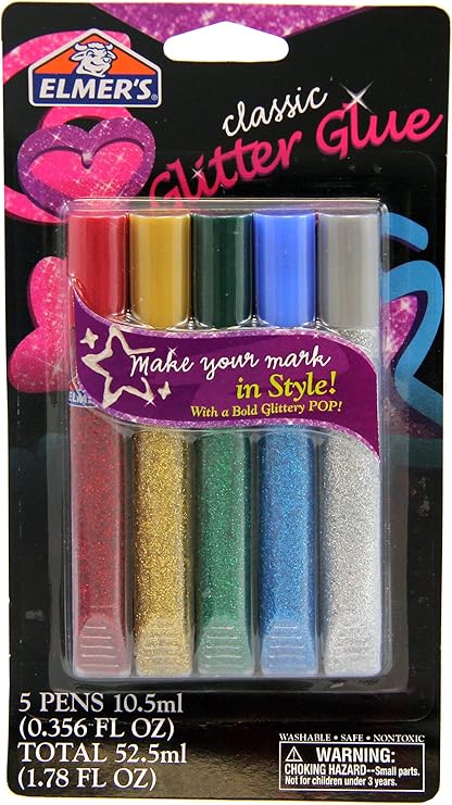 Elmer's Swirl Glam Glitter Glue, Color Tubes, Classsic, 0.36 Oz, 5 Count