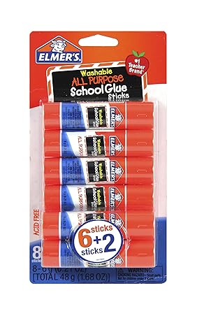 Elmer's All Purpose School Glue Sticks, Washable, 6g, 8 Count (E5004), White