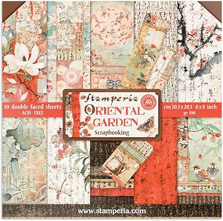 STAMPERIA INTERNATIONAL, KFT PAPER PAD 8X8 10PK ORIENTAL G, 20.3 x 20.3 (8