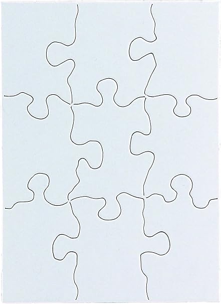 Hygloss Products Blank Jigsaw Puzzle – Compoz-A-Puzzle – 4 x 5.5 Inch - 9 Pieces, 8 Puzzles with Envelopes (96111)