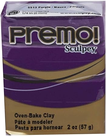 Sculpey Premo™ Polymer Oven-Bake Clay, Purple, Non Toxic, 2 oz. bar, Great for jewelry making, holiday, DIY, mixed media and home décor projects. Premium clay perfect for clayers and artists.