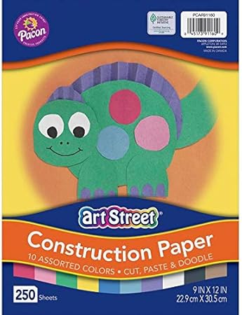 Prang (Formerly Art Street) Construction Paper, 10 Assorted Colors, Standard Weight, 9