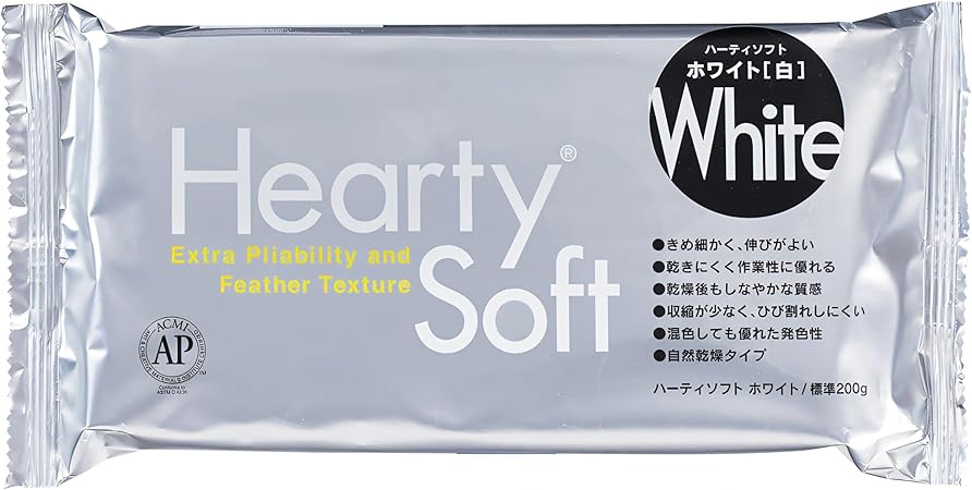 Padico Hearty Soft Clay, White, Lightweight Air Dry Clay 180g (6.3 oz) | Fine & Flexible Texture Perfect for Flowers, Sweets & Deco, Miniature Food