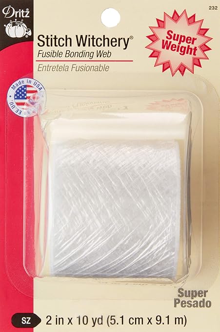 Dritz Stitch Witchery Fusible, Super Weight, 1 Roll, White Bonding Web, 2-Inch X 10-Yards