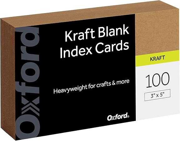 Oxford Kraft Index Cards, 100 Pack, 3x5