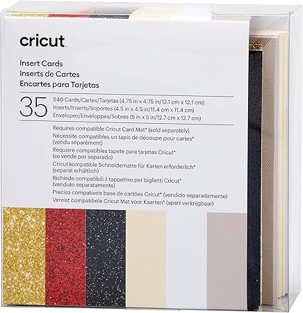 Cricut Insert Cards S40, Create Depth-Filled Birthday Cards, Thank You Cards, Custom Greeting Cards at Home, Compatible with Cricut Joy/Maker/Explore Machines, Glitz and Glam Sampler (35 ct)