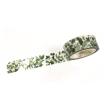 Wrapables Flowers and Greens Washi Masking Tape, 15mm x 7m Dark Eucalyptus