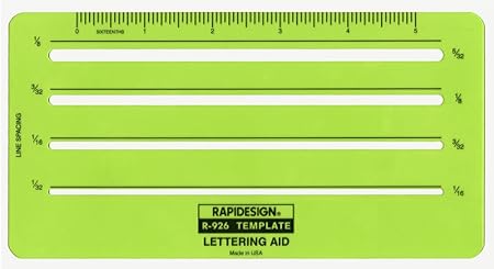 Rapidesign Lettering Aid Template, 1/16, 3/32, 1/8, 5/32 Inch Sizes, 1 Each (R926)