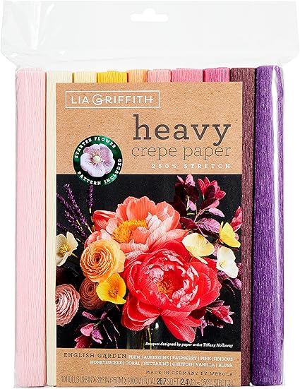 Lia Griffith PLG11032 Heavy Crepe Paper, 26.7 Total Square Feet, English Garden, 10 Count