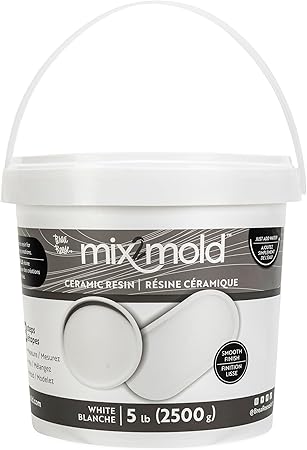 Mix2Mold Ceramic Resin - White Powder 5.5lb Bucket - Non-Toxic, Smooth Matte Finish, No Heat Or Kiln, Just Add Water, Cures in 60 Min