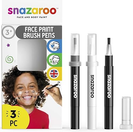 Snazaroo Face Paint Brush Pen, Set of 5, Monochrome