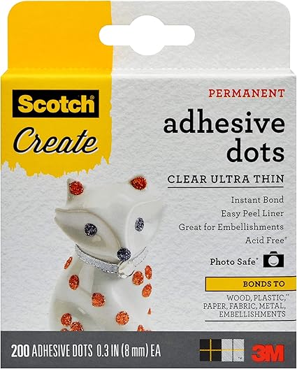 Scotch Adhesive Ultra Thin Dots, Clear, 200 Count, Great for Card Making and Scrapbooking (010-200UT-CFT)