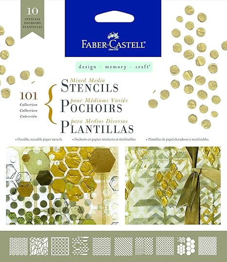 Faber-Castell Mixed Media Paper Stencils - 101 Collection - 10 Reusable Graphic Stencils