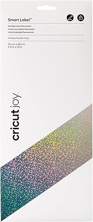 Cricut Smart Permanent Vinyl (5.5in x 13(4), Silver Holographic) for Joy machine - matless cutting for shapes up to 4ft, & repeated cuts up to 20ft