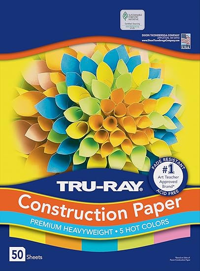 Tru-Ray Heavyweight Construction Paper, Hot Assorted Colors, 9